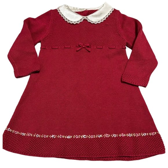 Gymboree red knit sweater dress Christmas Holiday Party Church 2T EUC Vintage - Picture 1 of 7